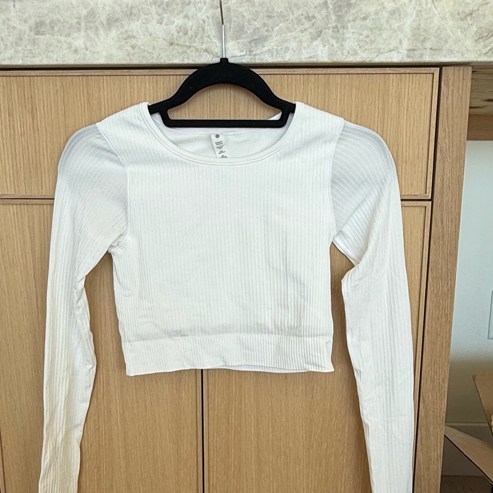 lululemon White Ribbed Crop Top